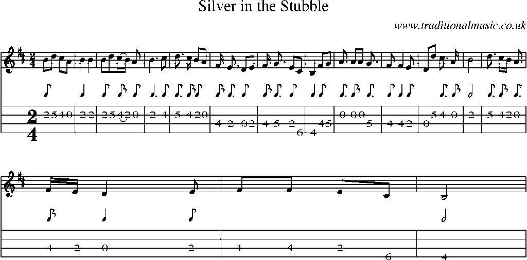 Mandolin Tab and Sheet Music for Silver In The Stubble