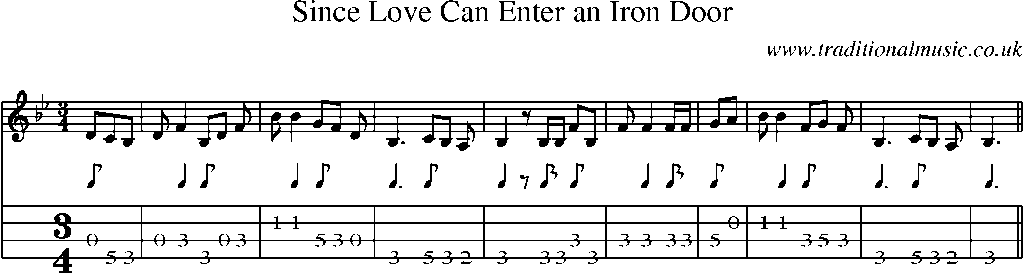 Mandolin Tab and Sheet Music for Since Love Can Enter An Iron Door