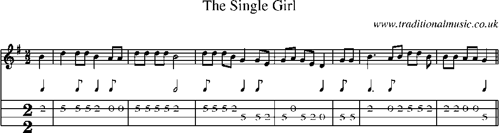 Mandolin Tab and Sheet Music for The Single Girl(1)