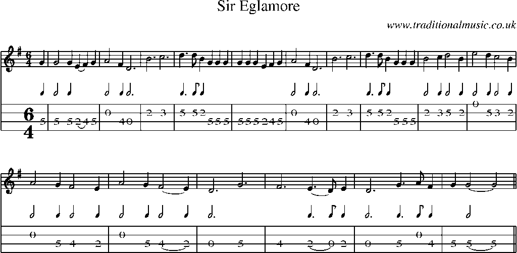 Mandolin Tab and Sheet Music for Sir Eglamore