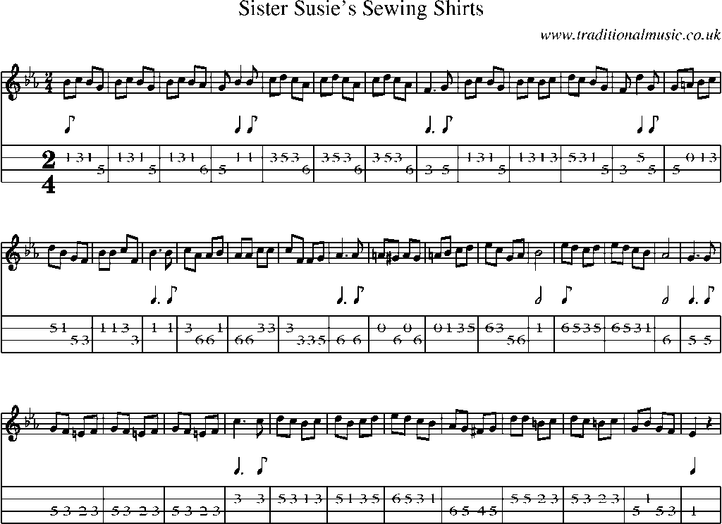 Mandolin Tab and Sheet Music for Sister Susie's Sewing Shirts