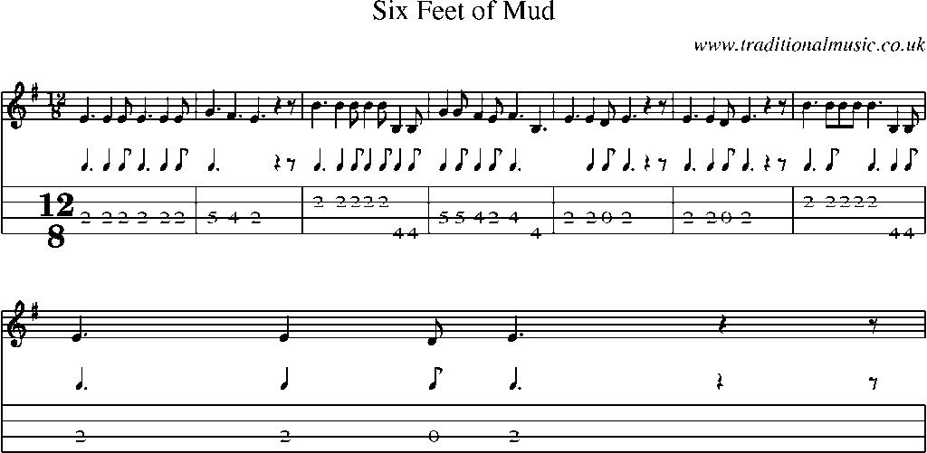 Mandolin Tab and Sheet Music for Six Feet Of Mud