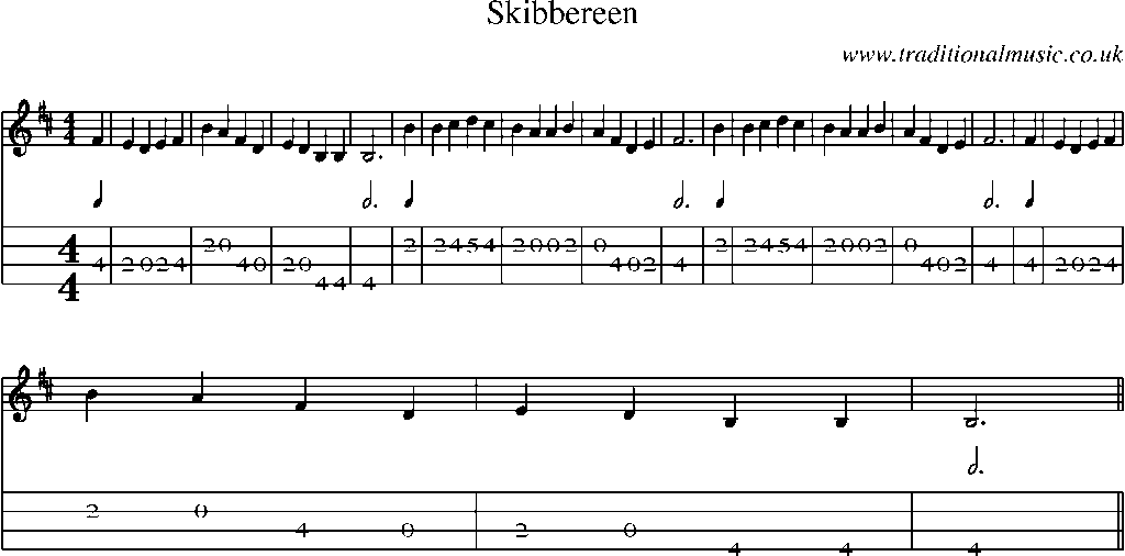 Mandolin Tab and Sheet Music for Skibbereen