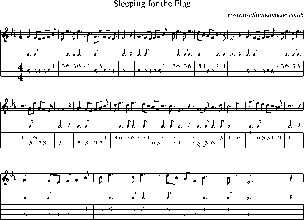 Mandolin Tab and Sheet Music for Sleeping For The Flag