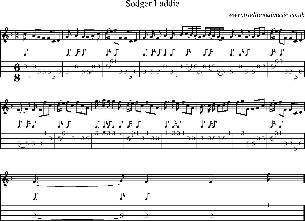 Mandolin Tab and Sheet Music for Sodger Laddie(1)