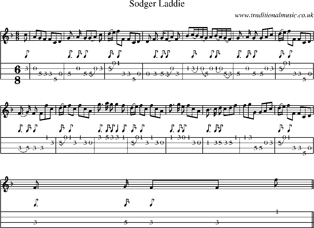 Mandolin Tab and Sheet Music for Sodger Laddie