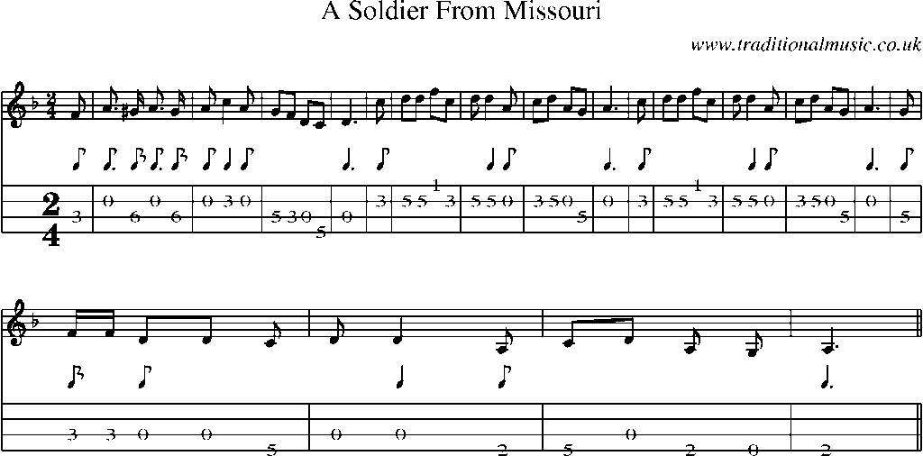 Mandolin Tab and Sheet Music for A Soldier From Missouri