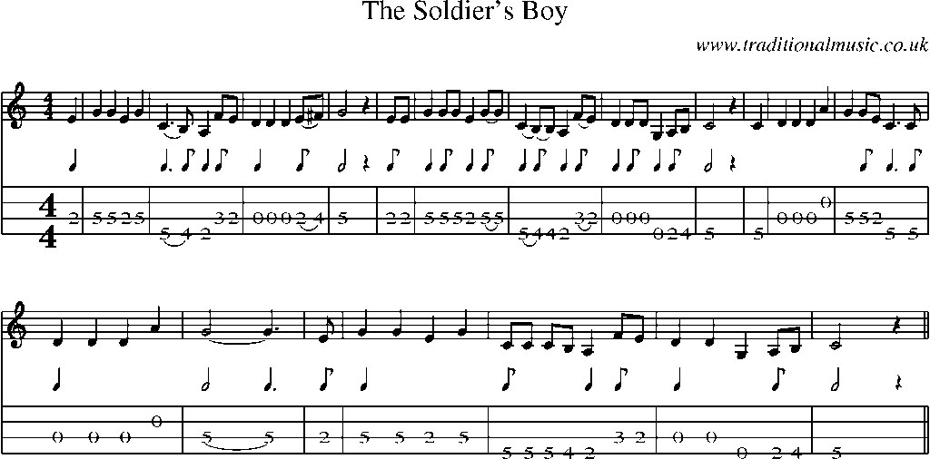 Mandolin Tab and Sheet Music for The Soldier's Boy