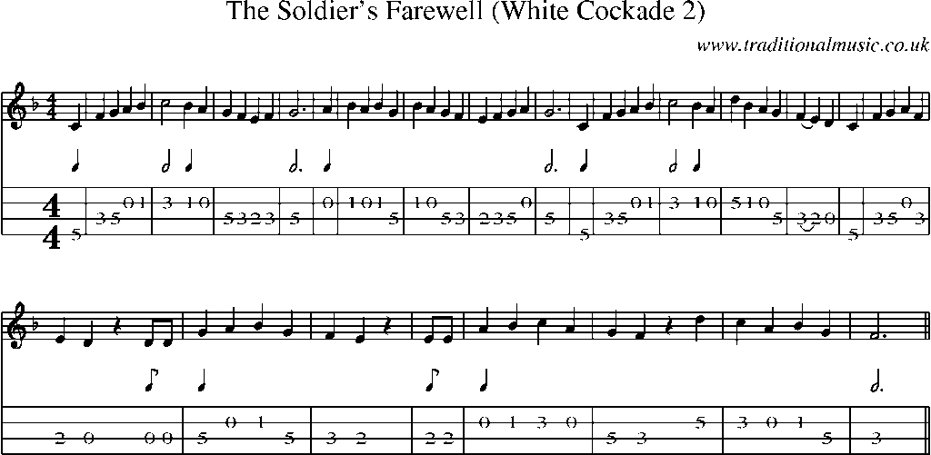Mandolin Tab and Sheet Music for The Soldier's Farewell (white Cockade 2)