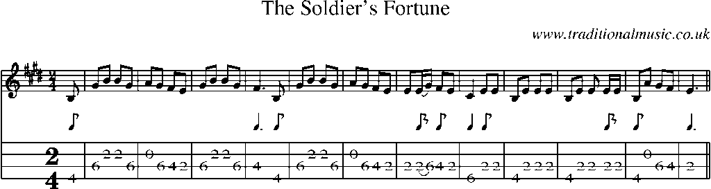 Mandolin Tab and Sheet Music for The Soldier's Fortune