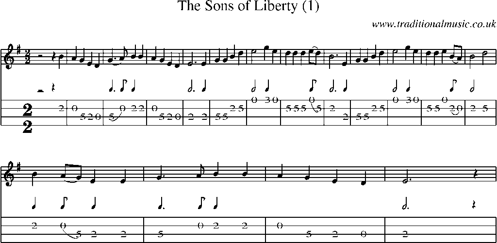 Mandolin Tab and Sheet Music for The Sons Of Liberty (1)
