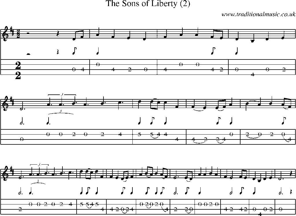 Mandolin Tab and Sheet Music for The Sons Of Liberty (2)
