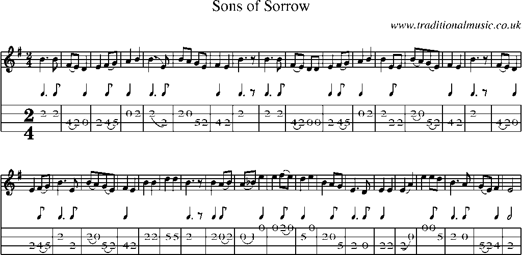 Mandolin Tab and Sheet Music for Sons Of Sorrow