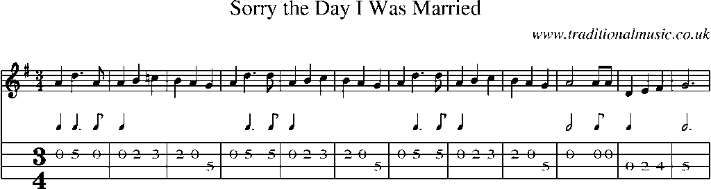 Mandolin Tab and Sheet Music for Sorry The Day I Was Married