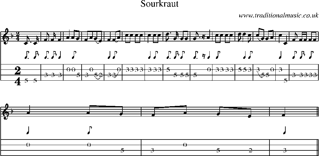 Mandolin Tab and Sheet Music for Sourkraut