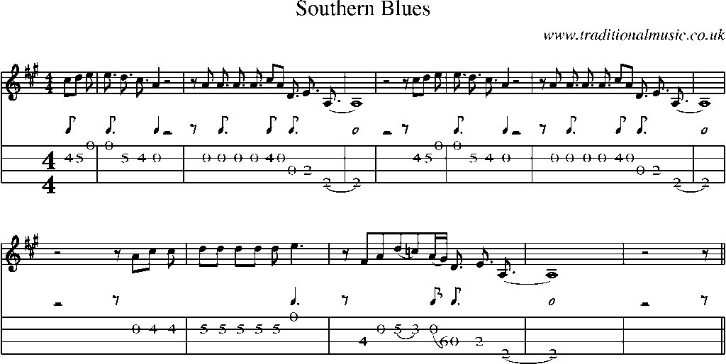 Mandolin Tab and Sheet Music for Southern Blues