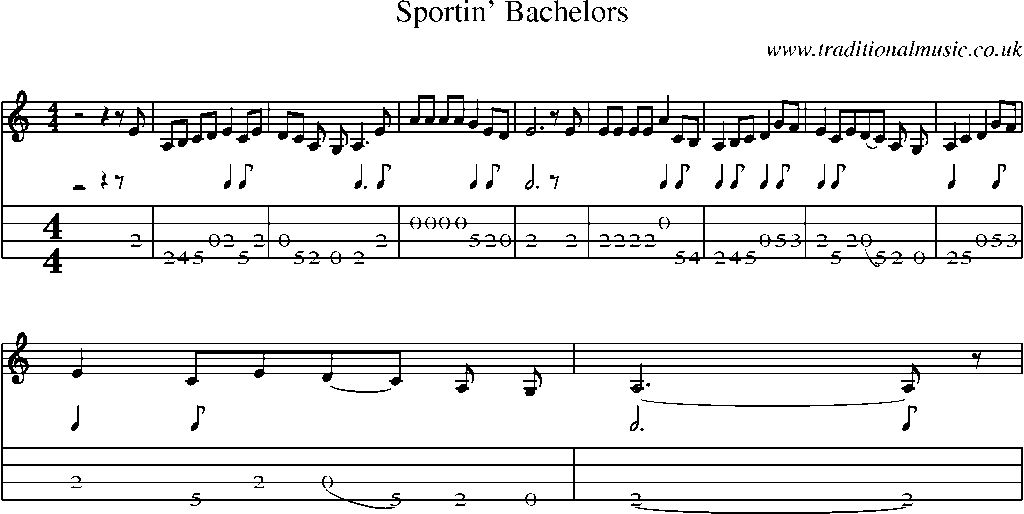 Mandolin Tab and Sheet Music for Sportin' Bachelors