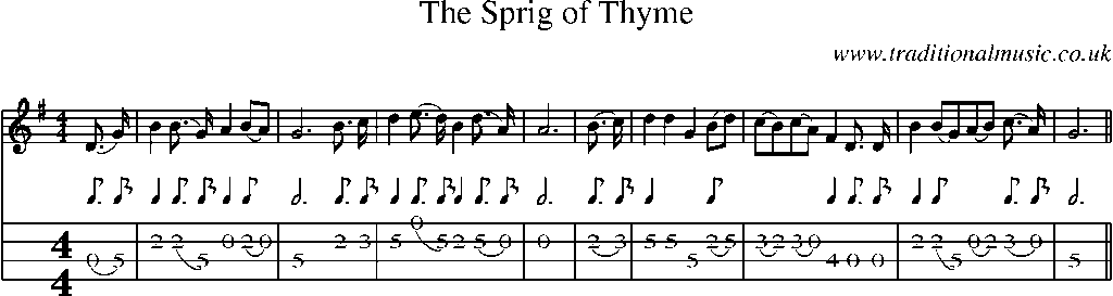Mandolin Tab and Sheet Music for The Sprig Of Thyme
