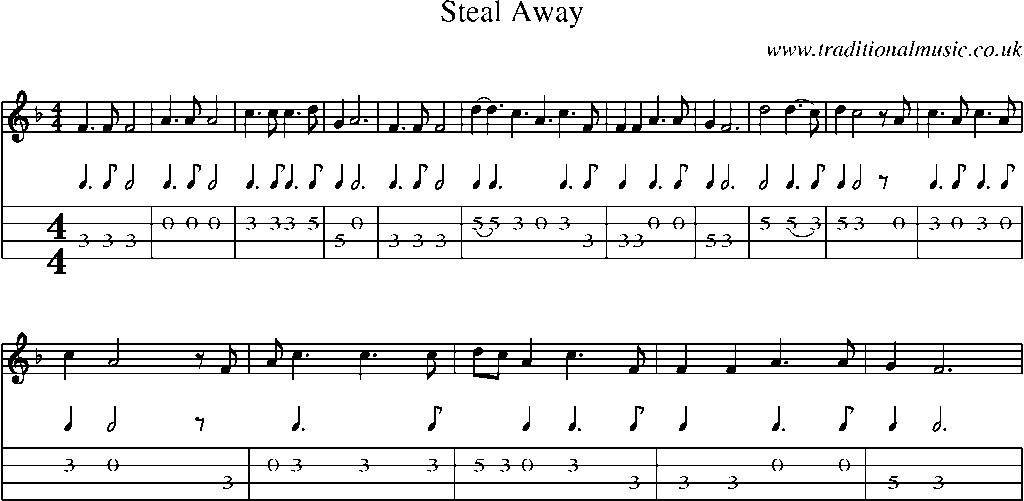 Mandolin Tab and Sheet Music for Steal Away