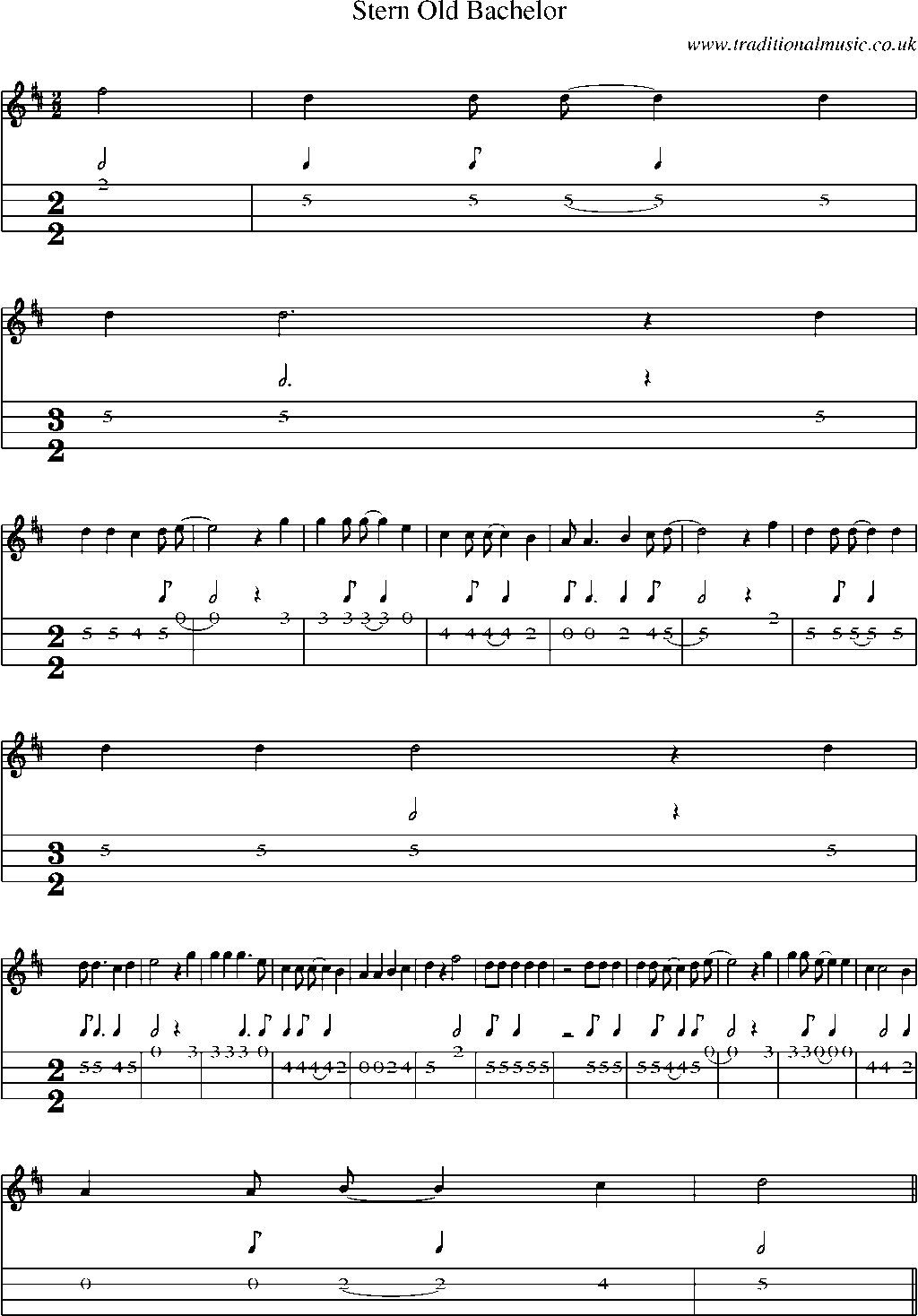 Mandolin Tab and Sheet Music for Stern Old Bachelor