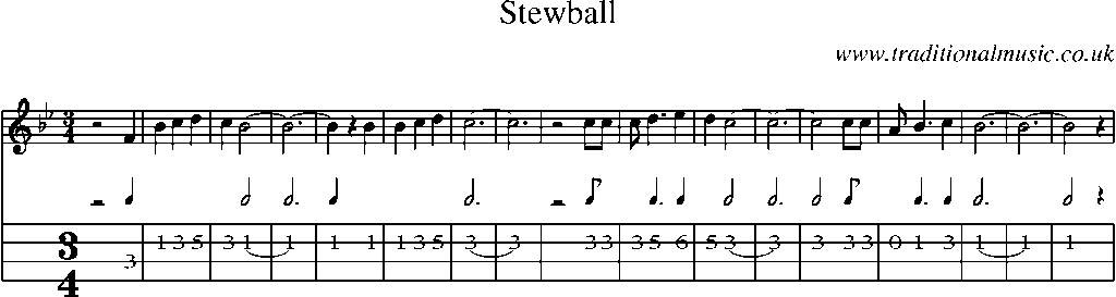 Mandolin Tab and Sheet Music for Stewball