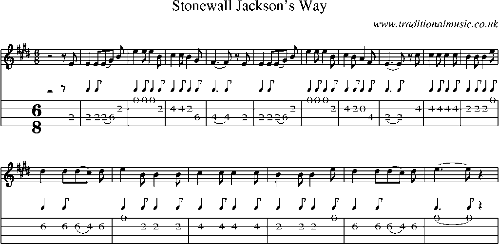 Mandolin Tab and Sheet Music for Stonewall Jackson's Way