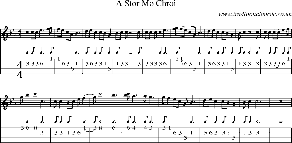 Mandolin Tab and Sheet Music for A Stor Mo Chroi