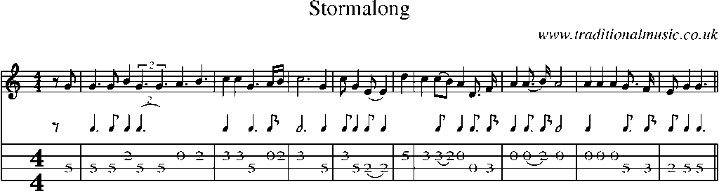 Mandolin Tab and Sheet Music for Stormalong
