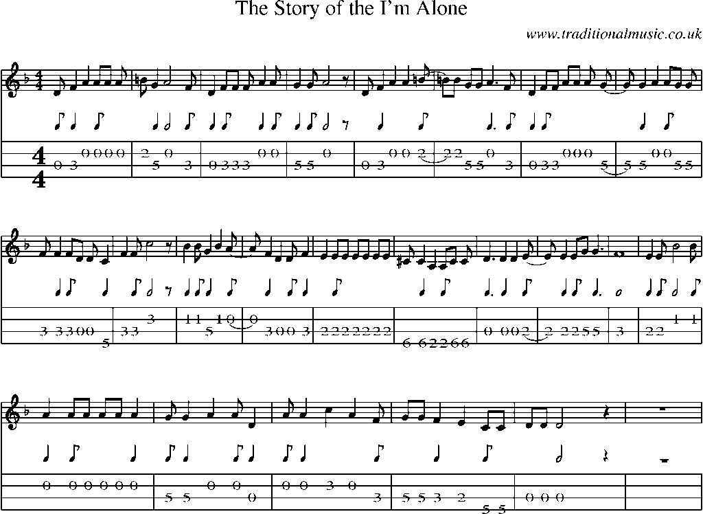 Mandolin Tab and Sheet Music for The Story Of The I'm Alone
