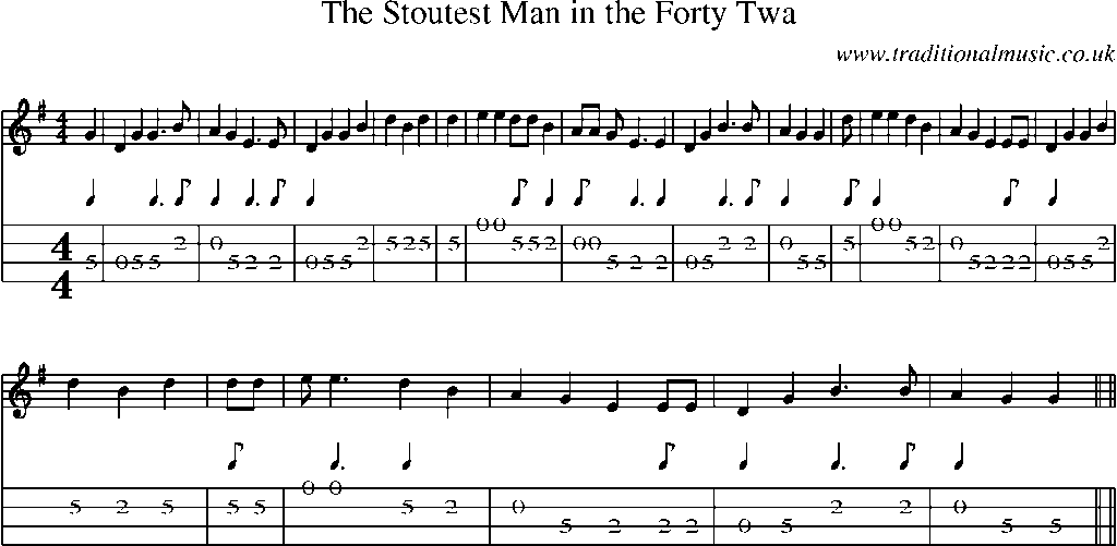 Mandolin Tab and Sheet Music for The Stoutest Man In The Forty Twa