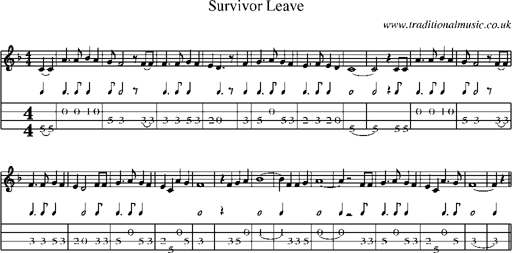 Mandolin Tab and Sheet Music for Survivor Leave