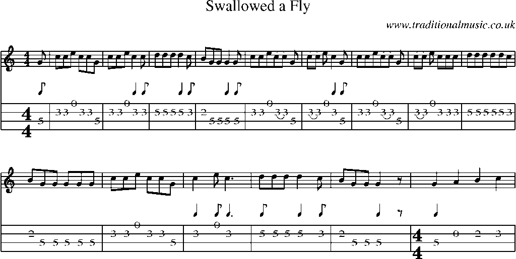 Mandolin Tab and Sheet Music for Swallowed A Fly