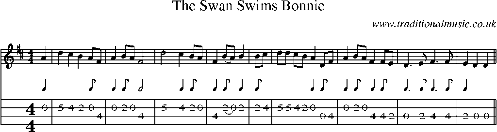 Mandolin Tab and Sheet Music for The Swan Swims Bonnie