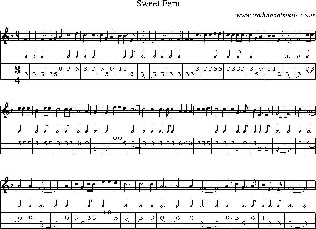 Mandolin Tab and Sheet Music for Sweet Fern