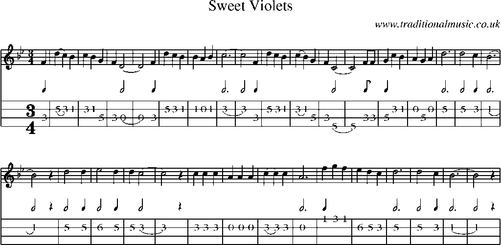 Mandolin Tab and Sheet Music for Sweet Violets