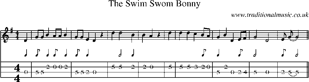 Mandolin Tab and Sheet Music for The Swim Swom Bonny