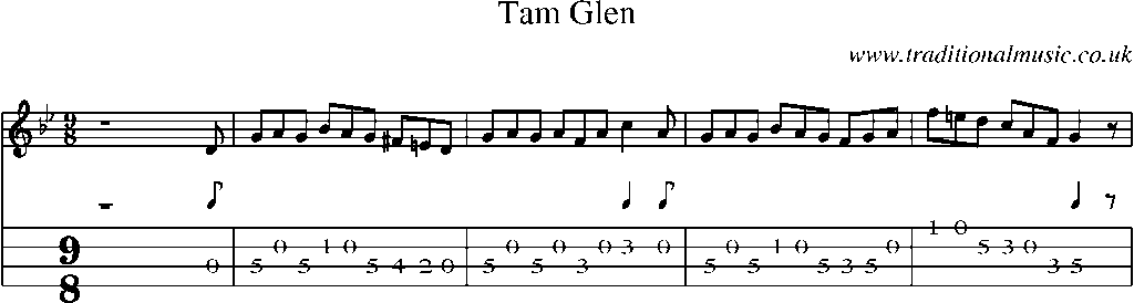 Mandolin Tab and Sheet Music for Tam Glen