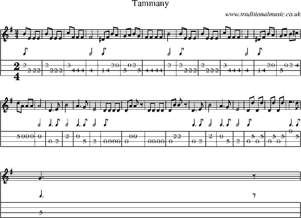 Mandolin Tab and Sheet Music for Tammany