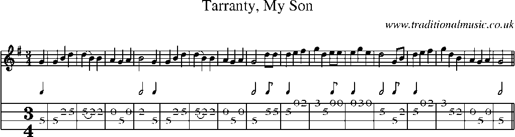 Mandolin Tab and Sheet Music for Tarranty, My Son
