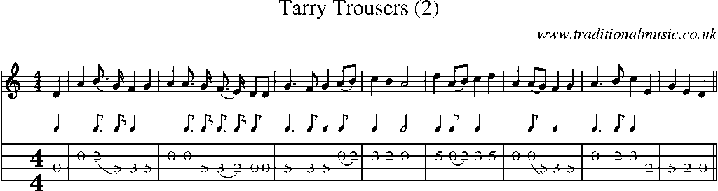 Mandolin Tab and Sheet Music for song:Tarry Trousers (2)