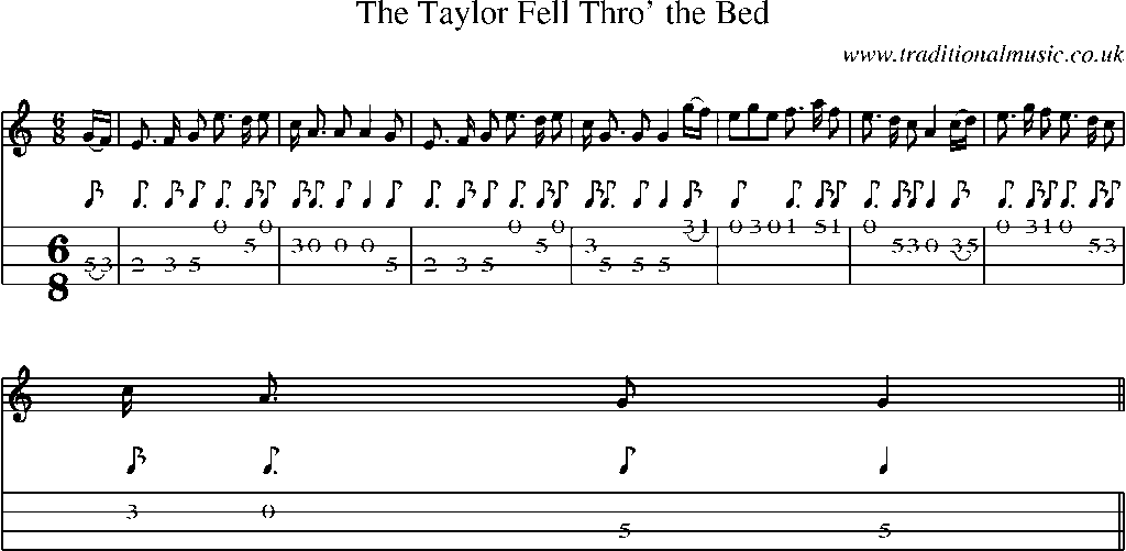 Mandolin Tab and Sheet Music for The Taylor Fell Thro' The Bed