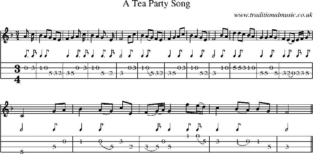 Mandolin Tab and Sheet Music for A Tea Party Song