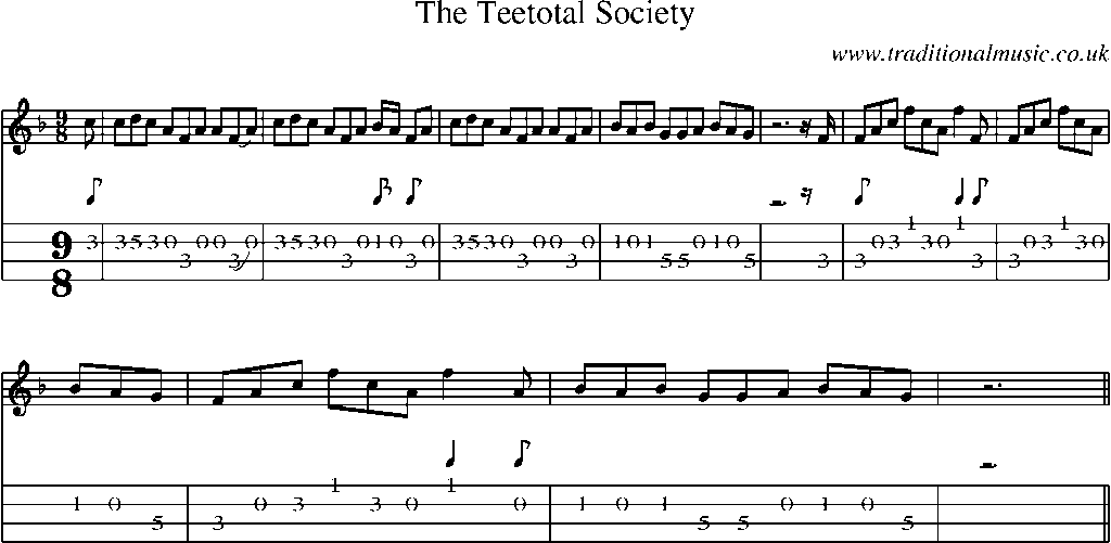 Mandolin Tab and Sheet Music for The Teetotal Society