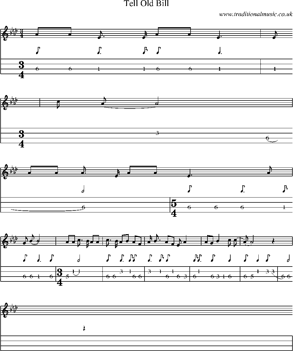 Mandolin Tab and Sheet Music for Tell Old Bill