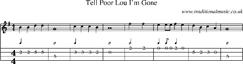Mandolin Tab and Sheet Music for Tell Poor Lou I'm Gone