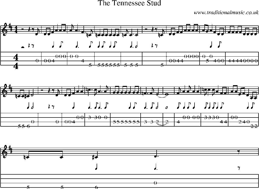 Mandolin Tab and Sheet Music for The Tennessee Stud