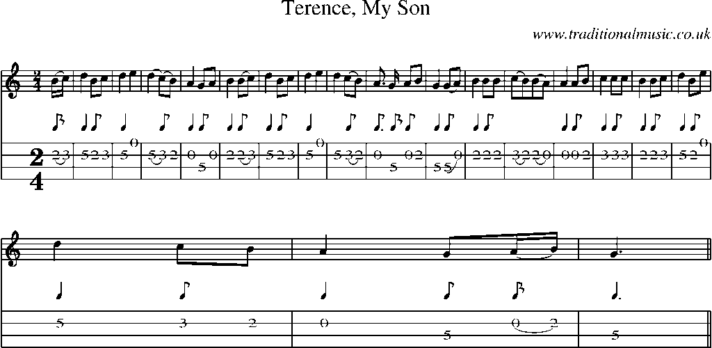 Mandolin Tab and Sheet Music for Terence, My Son