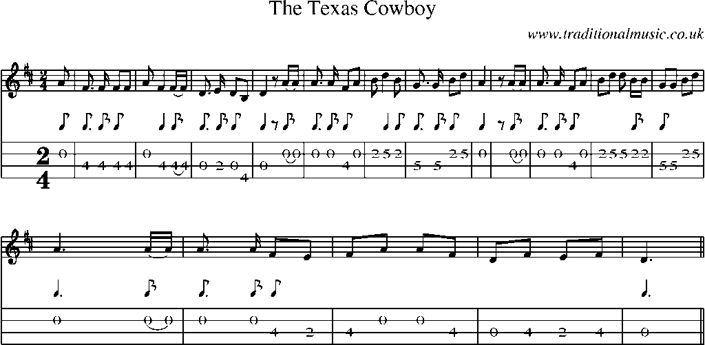 Mandolin Tab and Sheet Music for The Texas Cowboy