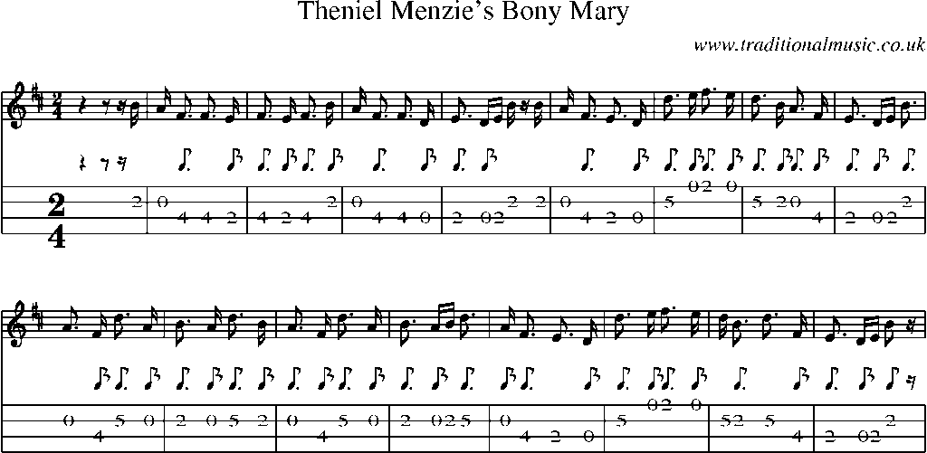 Mandolin Tab and Sheet Music for Theniel Menzie's Bony Mary(1)
