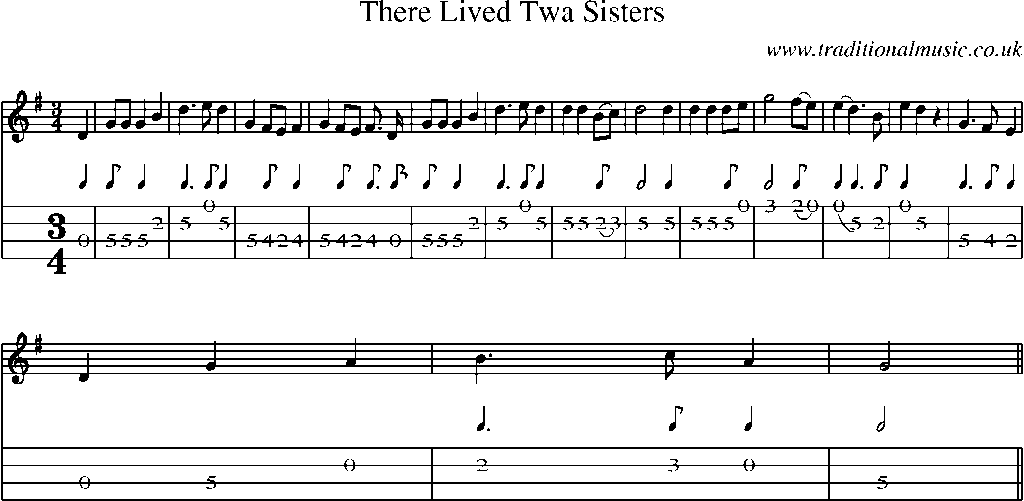 Mandolin Tab and Sheet Music for There Lived Twa Sisters